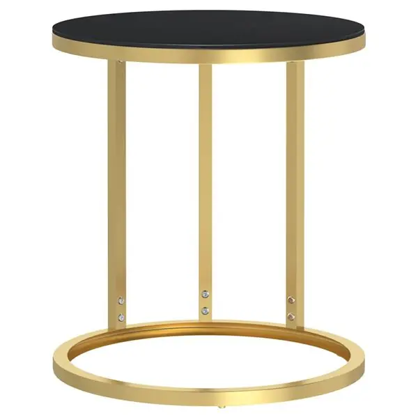 vidaXL Sidobord guld och svart 45 cm härdat glas Billigare