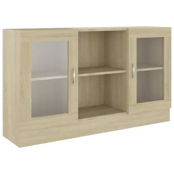 vidaXL Vitrinskåp sonoma-ek 120x30,5x70 cm konstruerat trä Köp online