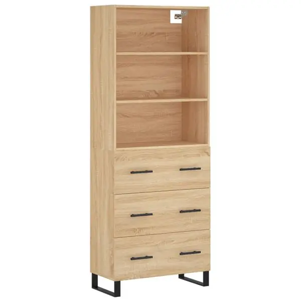 Begränsat antal vidaXL Högskåp sonoma-ek 69,5x34x180 cm konstruerat trä