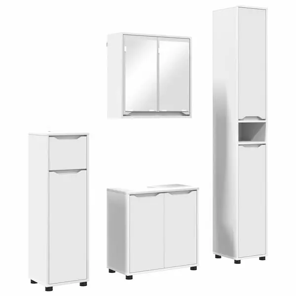 vidaXL Badrumsmöbelset med låda med hylla 4 pcs Vit Konstruerat trä Kundfavorit