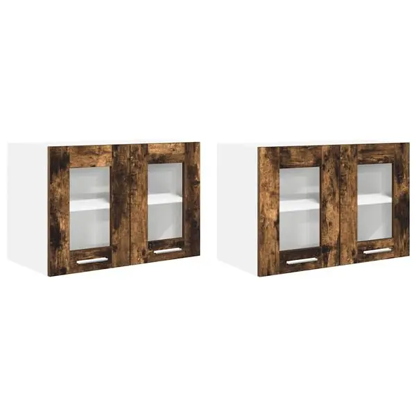 Begränsad tid vidaXL Hängande skåp 2 pcs Rökt ek 60 x 31 x 40 cm Konstruerat trä