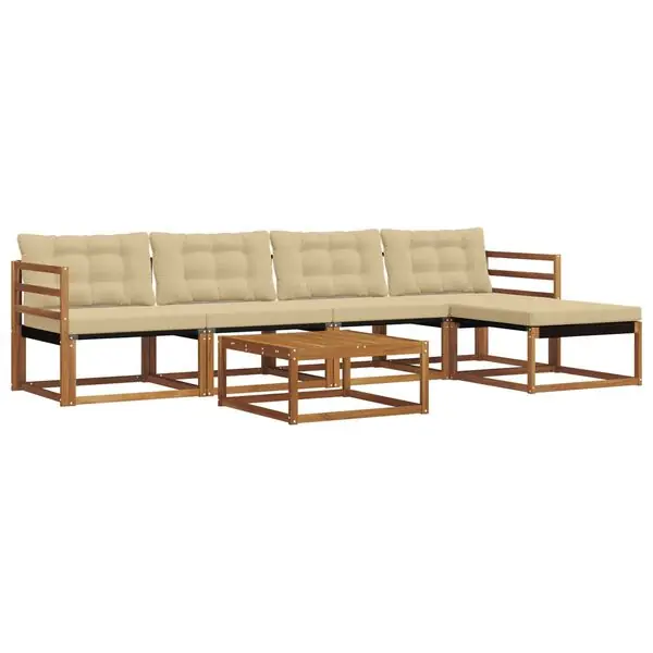 vidaXL Utomhussoffset med kudde 6 pcs Naturlig och Beige Nedsatt pris