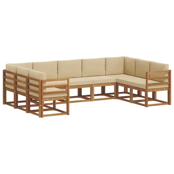 vidaXL Utomhussoffset med kudde 9 pcs Naturlig och Beige Snabb frakt