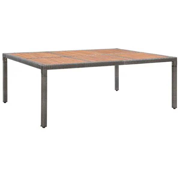 risnedsättning vidaXL Trädgårdsbord grå 200x150x74 cm konstrotting och akaciaträ