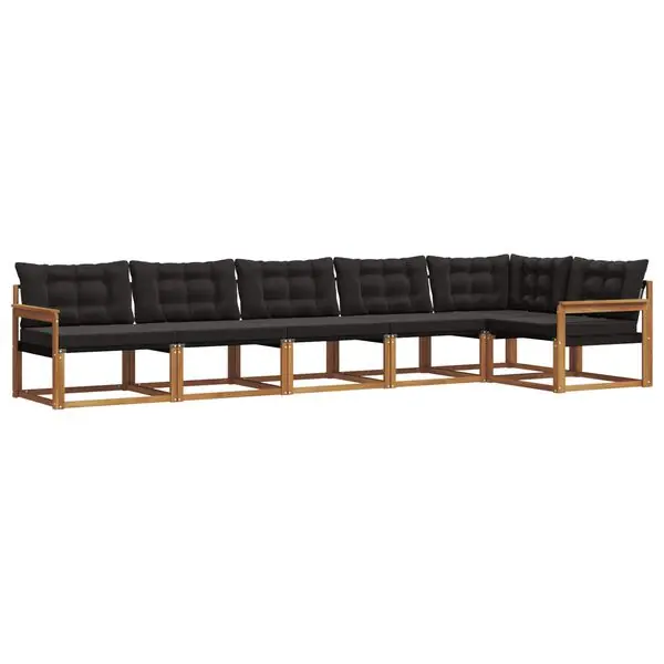 vidaXL Utomhussoffset med kudde 6 pcs Naturlig och svart Kampanjpris