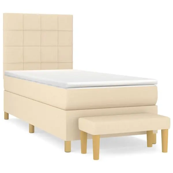 Billig vidaXL Ramsäng med madrass gräddvit 100x200 cm tyg