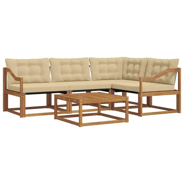 Erbjudandepris vidaXL Utomhussoffset med kudde 5 pcs Naturlig och Beige