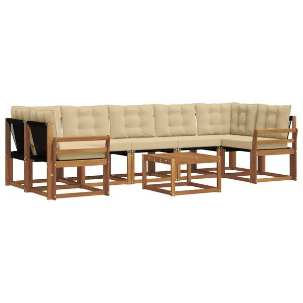 Extra rabatt vidaXL Utomhussoffset med kudde 8 pcs Naturlig och Beige