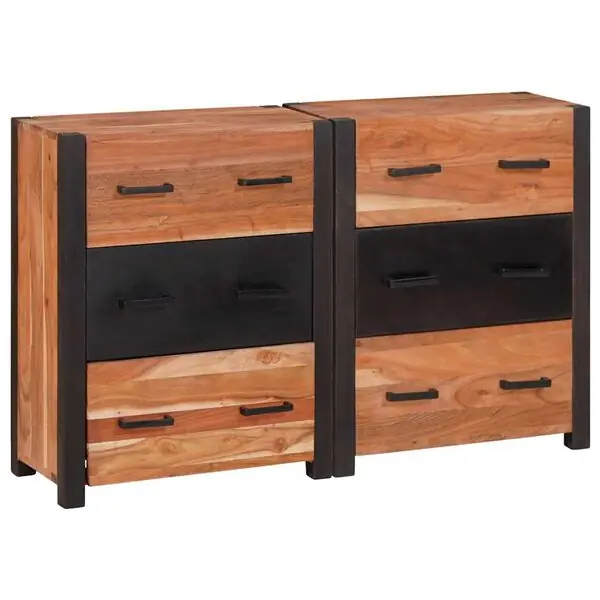 Nyhet vidaXL Sideboard 3 pcs Brun 110 x 30 x 75 cm Massivt Akaciaträ