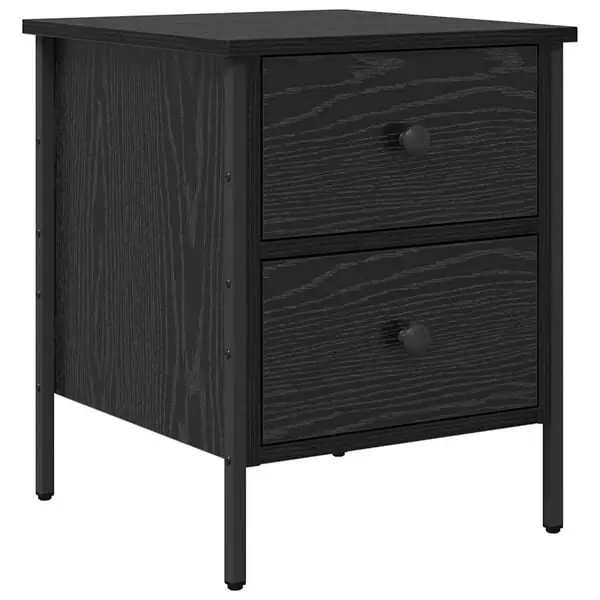 vidaXL Sängbord Svart ek 40 x 42 x 50 cm Konstruktionsträ och metall Endast idag
