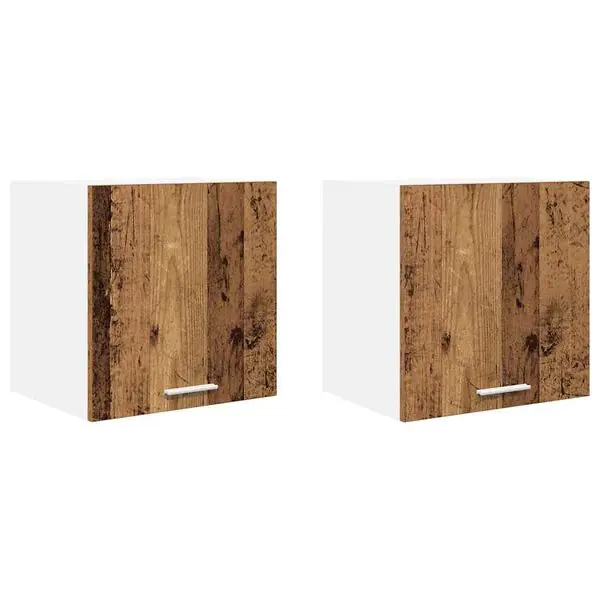 Erbjudande vidaXL Hängande skåp med dörr 2 pcs Gamla trä och vit 40 x 31 x 40 cm