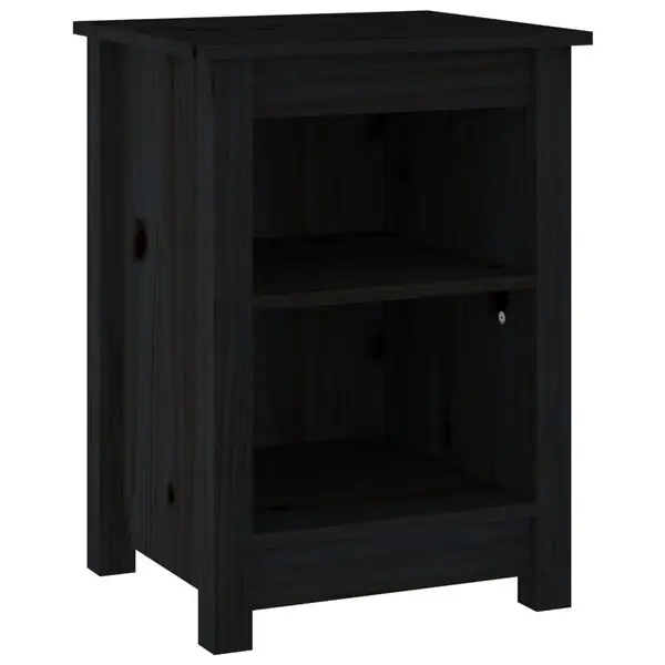 Endast idag vidaXL Sängbord Svart 40x35x55 cm massivt furuträ