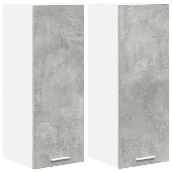Erbjudande vidaXL Hängande skåp med dörr 2 pcs Betonggrå och vit 30 x 31 x 80 cm