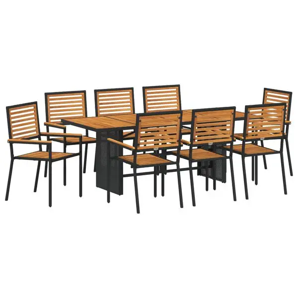 Populärt val vidaXL Trädgårdsmöbelset 9 pcs Svart och Brunt konstrotting