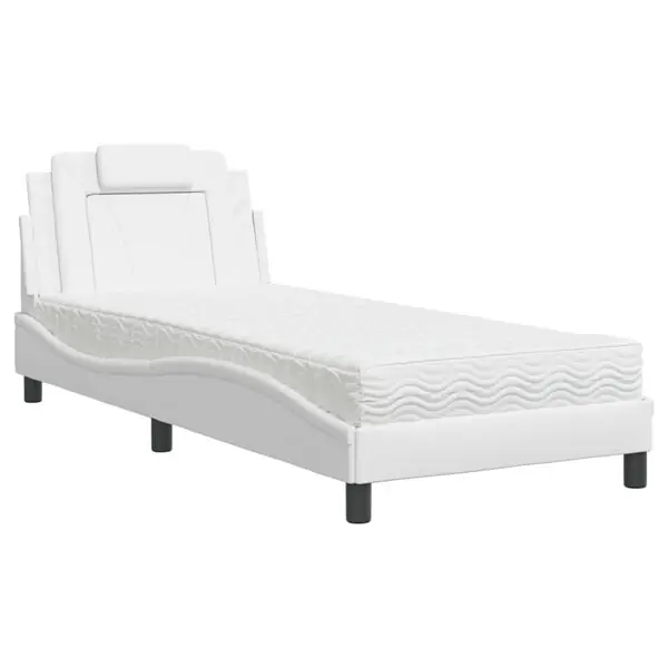 vidaXL Bed "Viana" with Mattress White 80x200 cm Faux Leather Kampanj