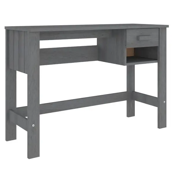 Premium vidaXL Skrivbord HAMAR mörkgrå 110x40x75 cm massiv furu