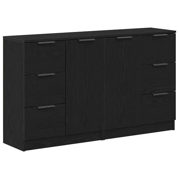Begränsat antal vidaXL Sideboard med låda Svart Ek 120 x 30 x 70 cm Konstruerat trä