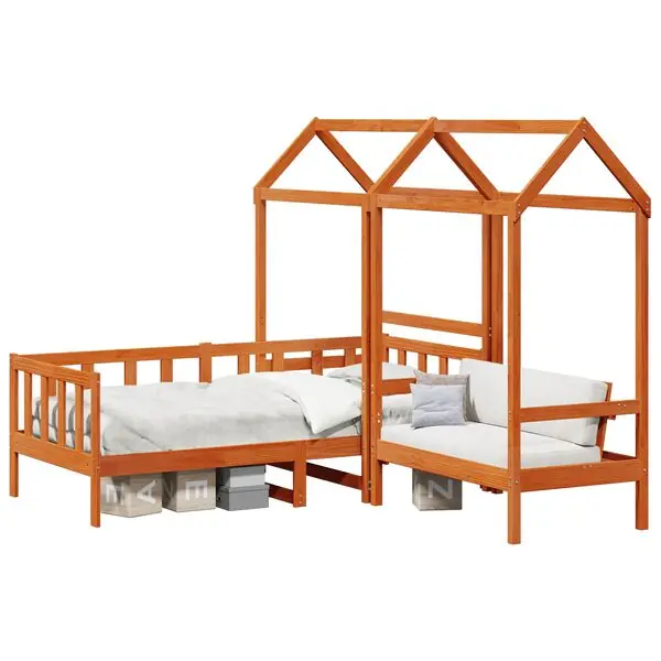 vidaXL Dagbädd Set VaxBrun 90 x 200 cm Massivt furu Fynd