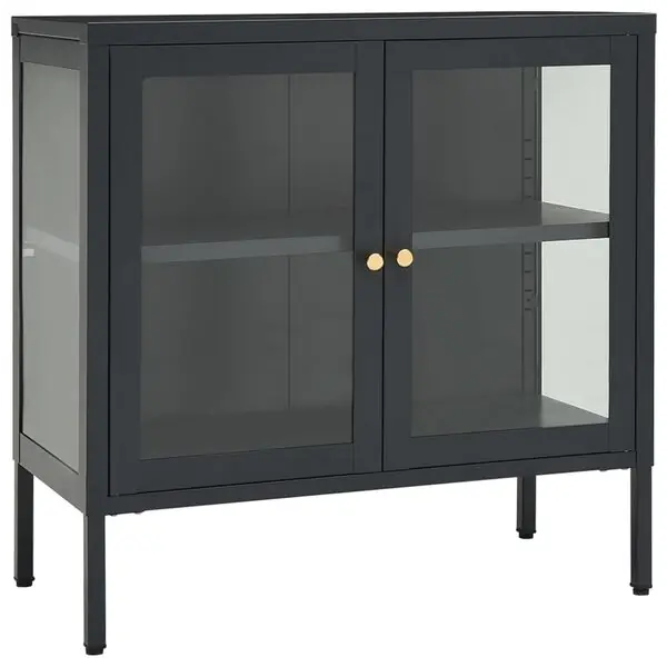Sänkt pris vidaXL Skänk antracit 70x35x70 cm stål och glas