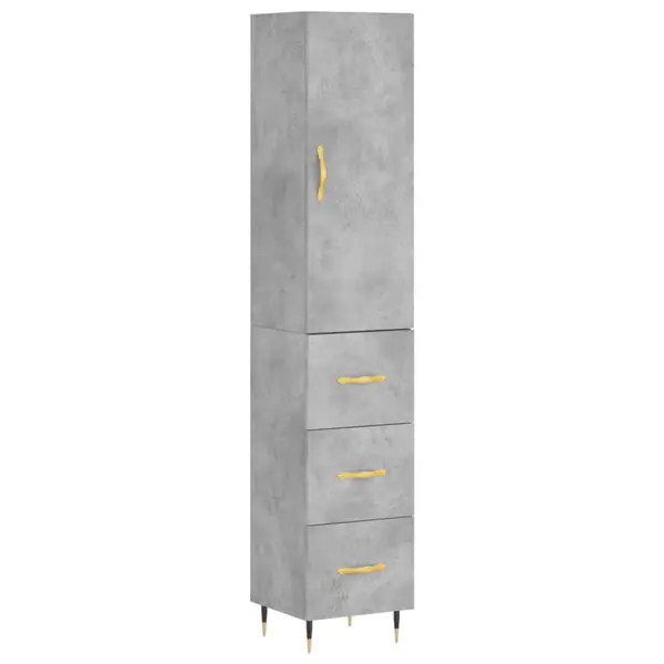 vidaXL Högskåp betonggrå 34,5x34x180 cm konstruerat trä Snabb leverans