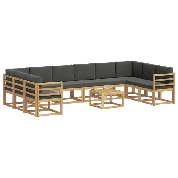 vidaXL Utomhussoffset med kudde 11 pcs Vit och antracit Trygg betalning