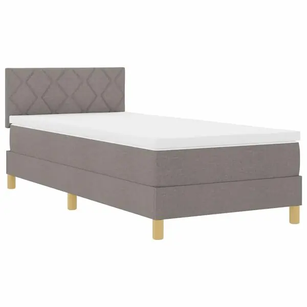 vidaXL LED Box Säng med LED-ljusslingor Taupe 90 x 190 cm tyg Fynd
