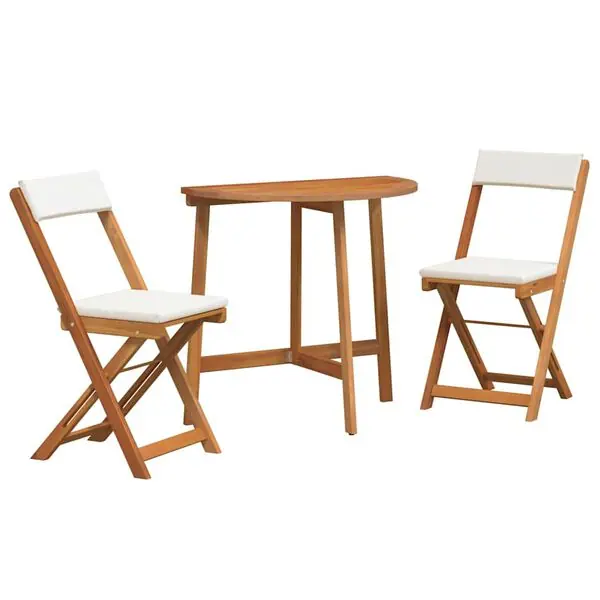 vidaXL Bistroset med kudde 3 pcs Olivenatur Massivt Akaciaträ Kampanjpris