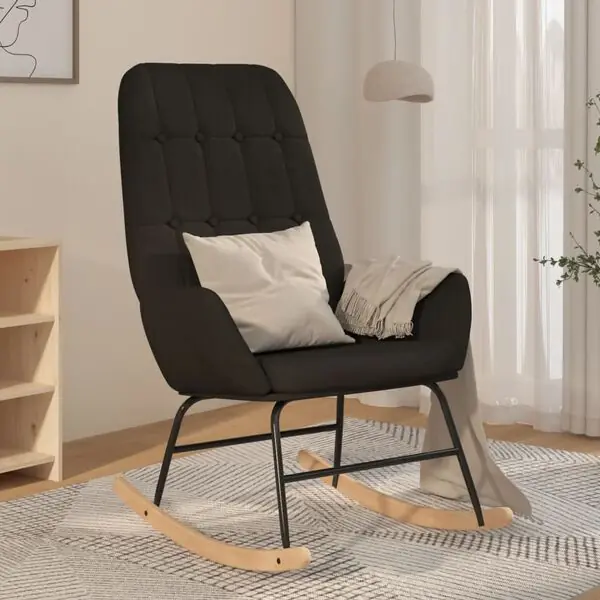 Endast denna vecka vidaXL Gungstol svart tyg