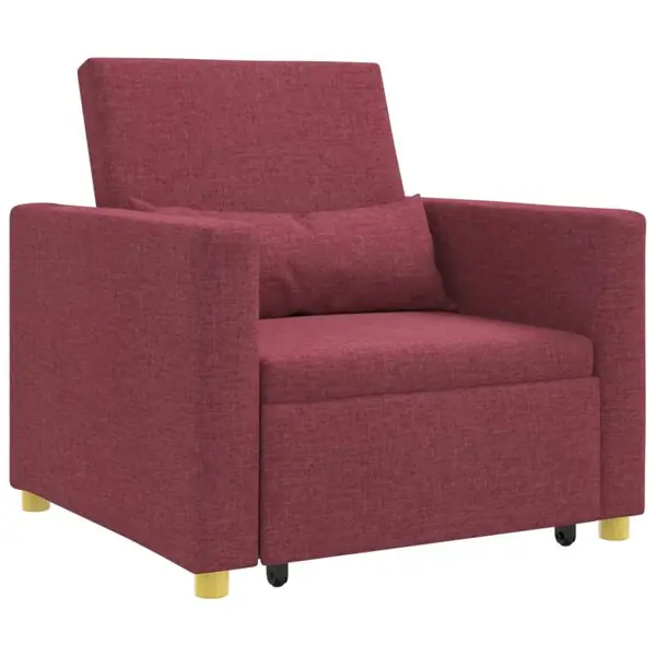 vidaXL Utdragbar soffbed enkel med hjul Vinröd 90 x 165 x 87 cm tyg Billigare