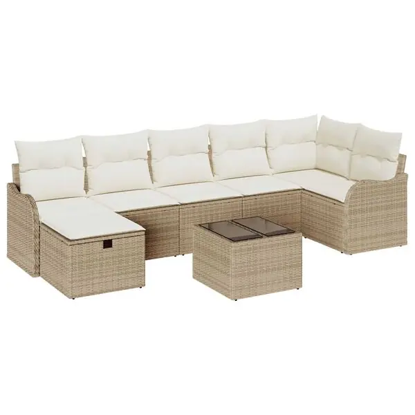 Beställ idag vidaXL Soffset med kudde Beige och gräddfärgad konstrotting