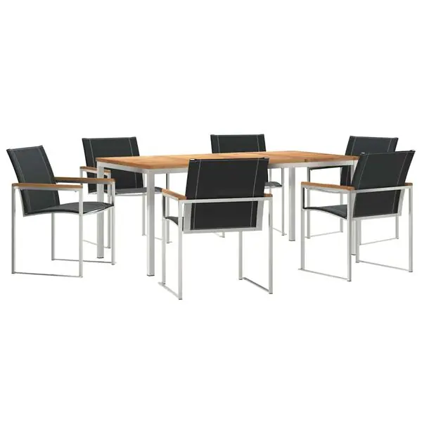 vidaXL Trädgårdsmöbelset 7 pcs Brun Massivt Akaciaträ Nedsatt pris