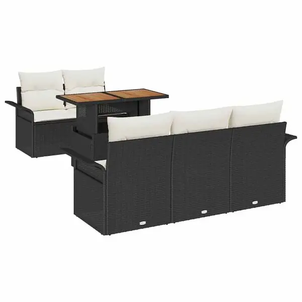 Billigare vidaXL Trädgårdsoffset med lagring 6 pcs Svart Poly rattan