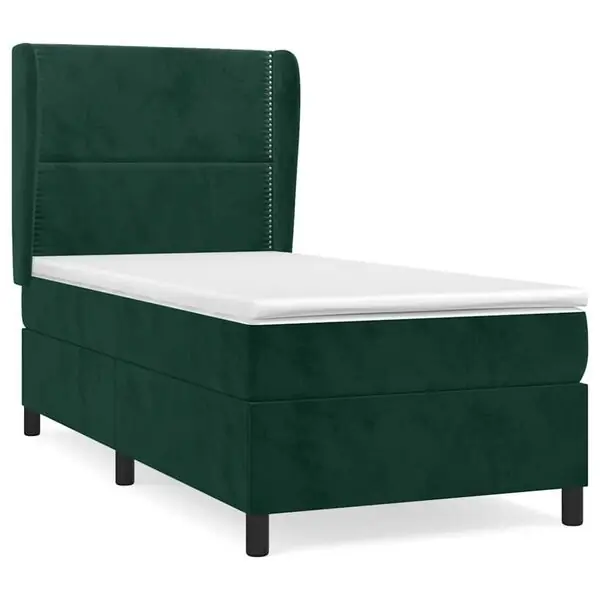 vidaXL Ramsäng med madrass mörkgrön 90x190 cm sammet Kundfavorit