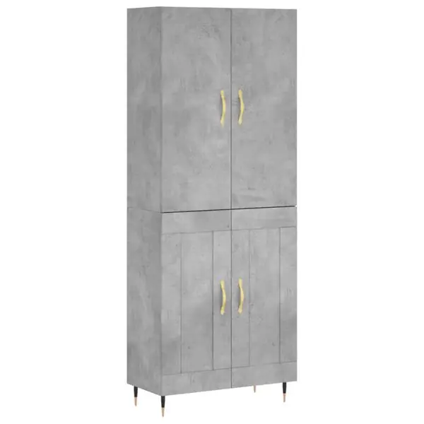 vidaXL Högskåp betonggrå 69,5x34x180 cm konstruerat trä Extra rabatt