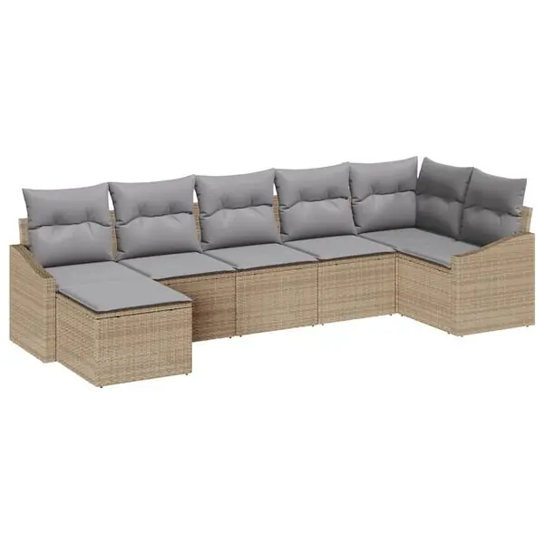 Bästa pris vidaXL Soffset med kudde 7 pcs Beige konstrotting