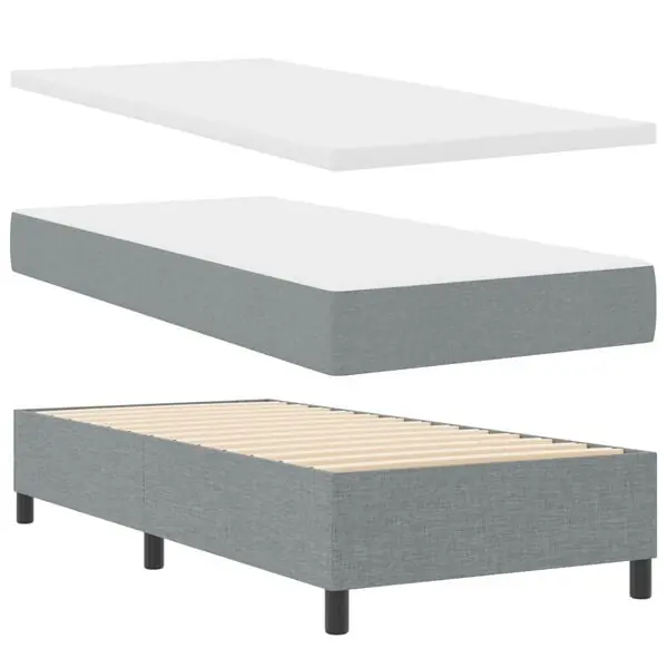 vidaXL Bäddfjäder med madrass med led Ljusgrå 100 x 200 cm tyg Fynd