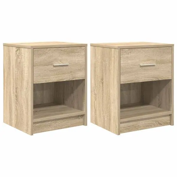 vidaXL Sängbord 2 st med låda sonoma-ek 40x34x50 cm Fynd