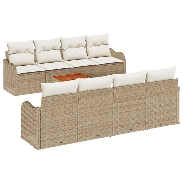 Fri frakt vidaXL Trädgårdsoffset 9 pcs Beige och gräddfärgad konstrotting