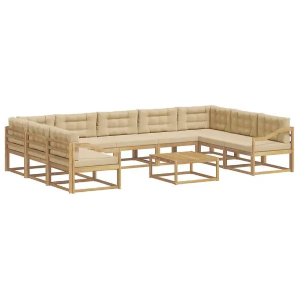 Rabatter vidaXL Utomhussoffset med kudde 10 pcs Vit och Beige