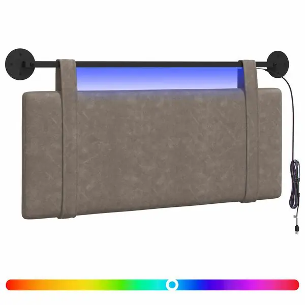 vidaXL Hängande sänggavel Med LED-lampa Grå Antik PU Nyhet