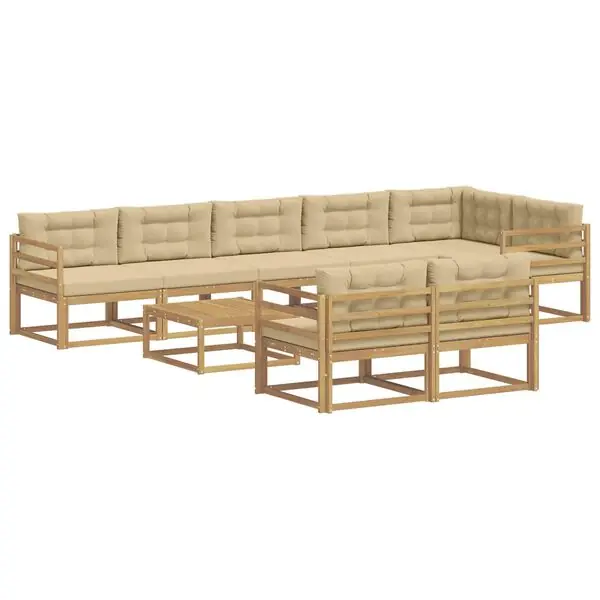 vidaXL Utomhussoffset 9 pcs Vit och Beige 79 x 79 x 37 cm Polyester Beställ idag