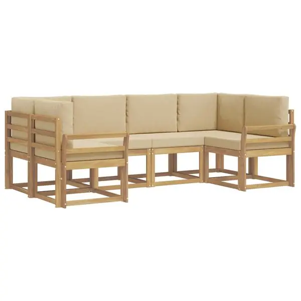 vidaXL Utomhussoffset med kudde 6 pcs Vit och Beige Begränsat antal