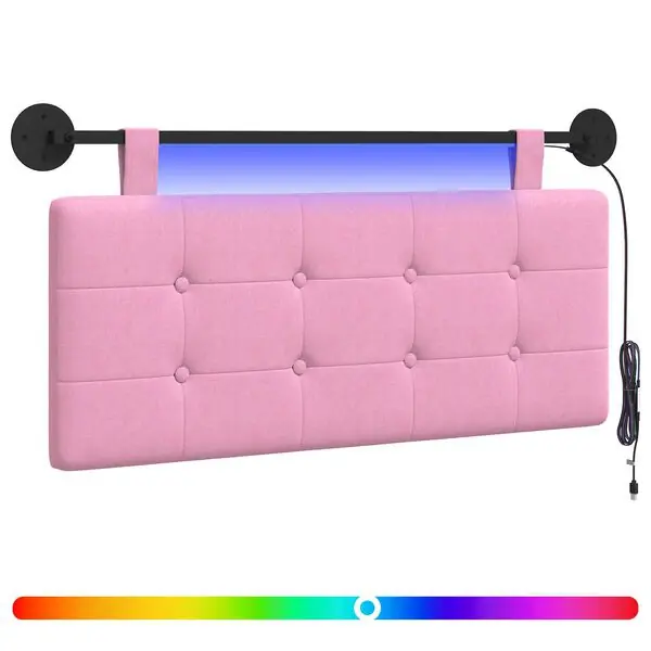 vidaXL Hängande sänggavel Med LED-lampa Rosa Tyg Bästa pris