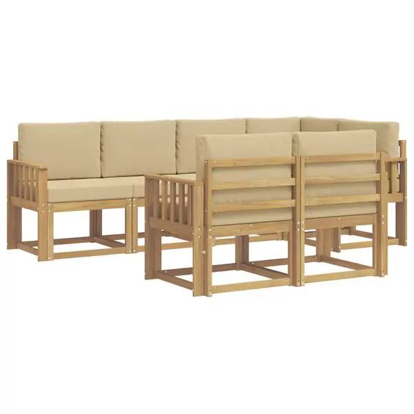 vidaXL Utomhussoffset med kudde 7 pcs Vit och Beige Polyester Köp online