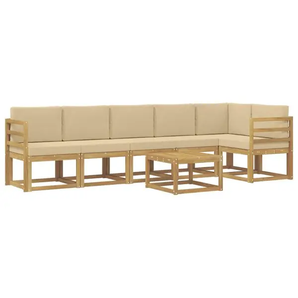 vidaXL Utomhussoffset med kudde 7 pcs Vit och Beige Polyester Fri frakt