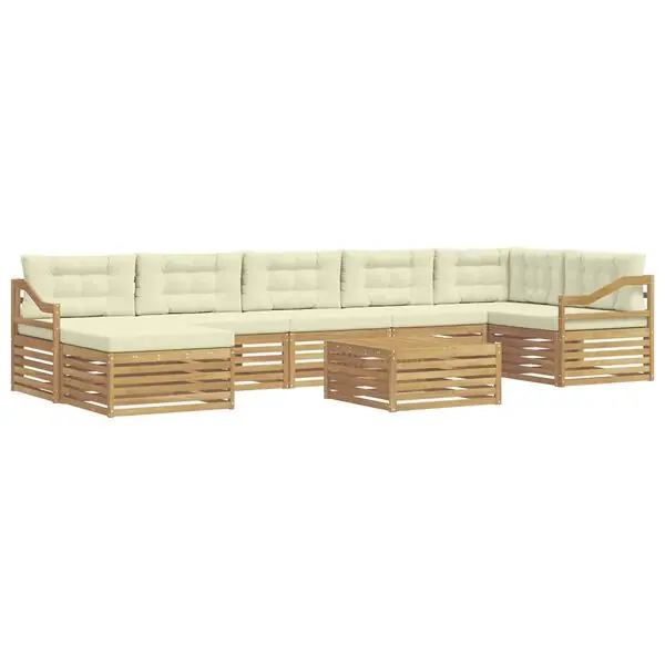 Trygg betalning vidaXL Utomhussoffset med kudde 8 pcs Vit och grädde Polyester