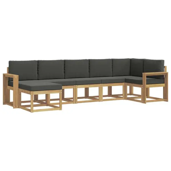 vidaXL Utomhussoffset med kudde 7 pcs Vit och antracit Polyester Nedsatt pris