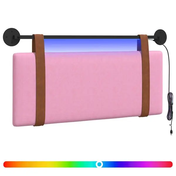 Fynd vidaXL Hängande sänggavel Med LED-lampa Rosa Antik PU