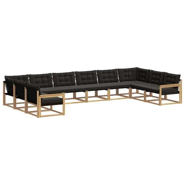 Billig vidaXL Utomhussoffset med kudde 10 pcs Vit och svart