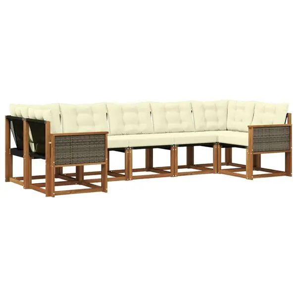 Beställ idag vidaXL Utomhussoffset med kudde 7 pcs Naturlig och Grädde